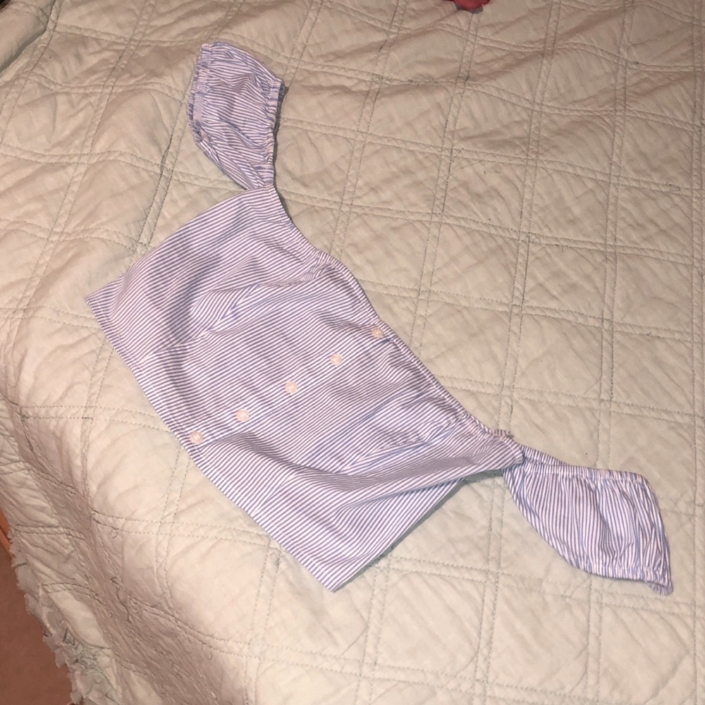 Light Blue/White Stripes Crop Top 🦋